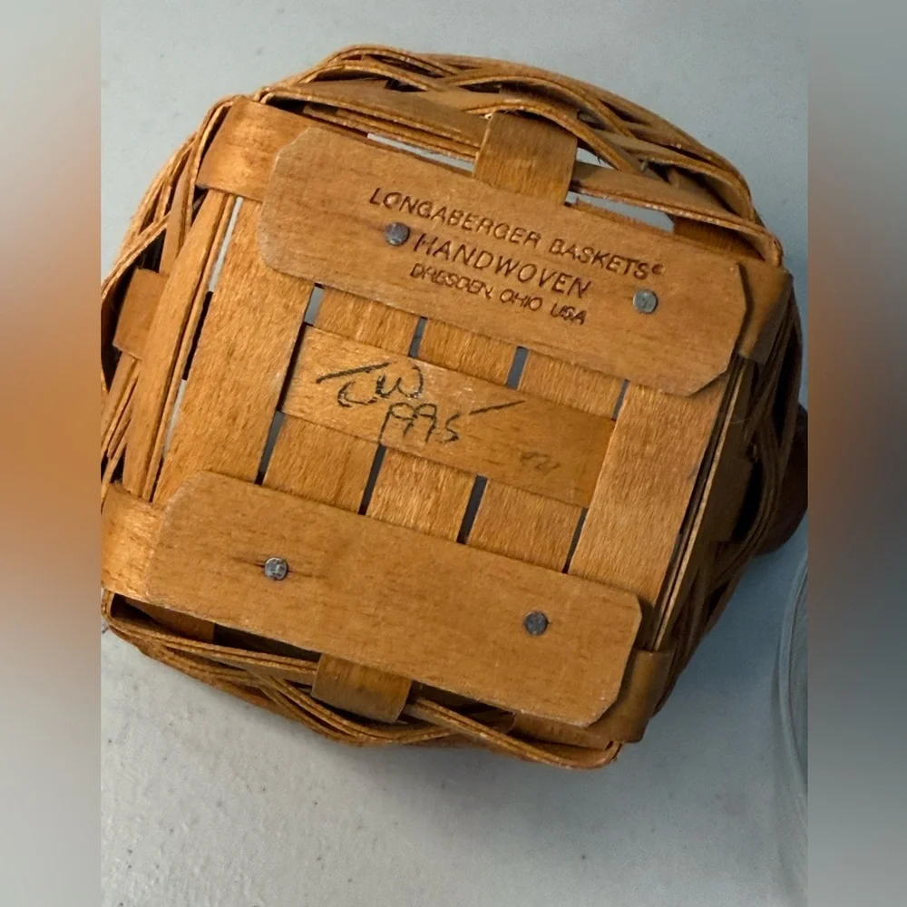 Mini Longaberger Basket Thyme handled liner and protector Excellent Conditon
